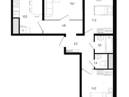 Продается 3-комнатная квартира ЖК 5 элемент Аске, лит 5-11 стр.2, сек.5,6, 63.2  м², 6376880 рублей