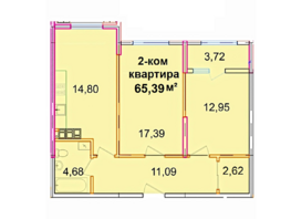 Продается 2-комнатная квартира ЖК Южный Парк, литер А, 65.39  м², 10887661 рублей
