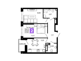 Продается 2-комнатная квартира ЖК Октябрь Парк, 5.2, 53.8  м², 7047800 рублей