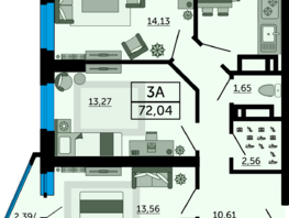 Продается 3-комнатная квартира ЖК Royal Towers (Роял Тауэрс), литер 3, 72.04  м², 10733960 рублей