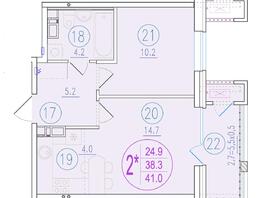 Продается 2-комнатная квартира ЖК Состояние, литера 1, 41  м², 8036000 рублей