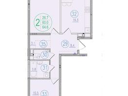 Продается 2-комнатная квартира ЖК Состояние, литера 1, 65.2  м², 11605600 рублей