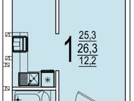 Продается 1-комнатная квартира ЖК Дарград, литера 41, 26.3  м&sup2;, 4246150 рублей