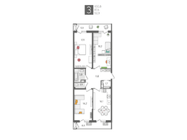 Продается 3-комнатная квартира ЖК Рекорд 2, литера 1, 100.8 м², 20230560 рублей