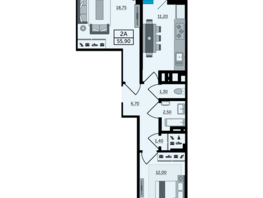 Продается 2-комнатная квартира ЖК Грин Парк, литер 1, 57  м², 7125000 рублей