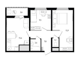 Продается 2-комнатная квартира ЖК 5 элемент Аске, лит 5-12 стр.1, сек.1,2, 54.4  м², 6234240 рублей