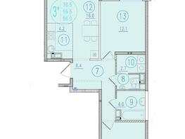 Продается 3-комнатная квартира ЖК Состояние, литера 1, 66.9  м², 12242700 рублей