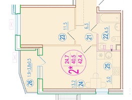 Продается 2-комнатная квартира ЖК Sport Village (Спорт деревня), 2.8, 42.4  м², 7674400 рублей