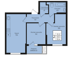 Продается 2-комнатная квартира ЖК Клубный квартал Европа 6, литера 1, 51.4  м², 10196732 рублей