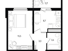 Продается 1-комнатная квартира ЖК 5 элемент Аске, лит 5-12 стр.1, сек.1,2, 32.2  м², 4092620 рублей