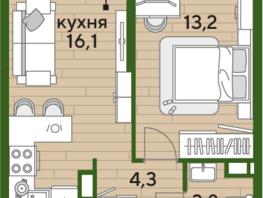Продается 1-комнатная квартира ЖК DOGMA PARK (Догма парк), литера 16, 37.4 м², 6769625 рублей