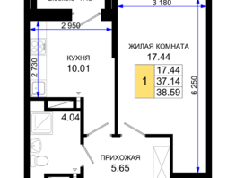 Продается 1-комнатная квартира ЖК Октябрь Парк, 1.2, 38.59  м², 5402600 рублей