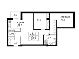 Продается 2-комнатная квартира ЖК Парк-Озеро, 82.2  м², 11100000 рублей