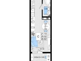 Продается Студия ЖК Резиденция морей, корпус В, 26.88  м², 8104320 рублей