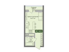 Продается Студия ЖК Цитрус, литер 1, 18.15  м², 4505629 рублей