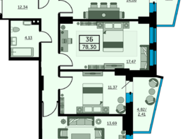 Продается 3-комнатная квартира ЖК Сердце Ростова 2, литер 8, 77.76  м², 10264320 рублей