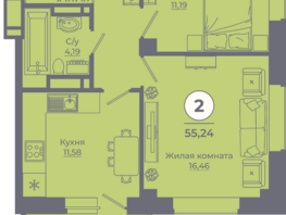 Продается 2-комнатная квартира ЖК Сокольники, литера 10, 55.09  м², 7271880 рублей