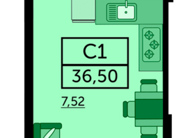 Продается Студия ЖК Кристалл 2, 38.3  м², 7545100 рублей