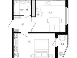 Продается 1-комнатная квартира ЖК Левенцовка Парк, лит 8-10 стр.2, сек.4,5, 37  м², 4687900 рублей