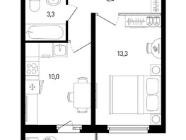 Продается 1-комнатная квартира ЖК 5 элемент Аске, лит 5-10 стр.2, сек.4,5, 34  м², 4409460 рублей