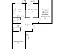 Продается 3-комнатная квартира ЖК Клубный квартал Европа 6, литера 6, 66.3  м², 11518962 рублей