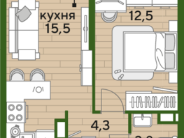 Продается 1-комнатная квартира ЖК DOGMA PARK (Догма парк), литера 16, 36.1 м², 6506015 рублей