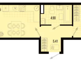 Продается 1-комнатная квартира ЖК Цветной бульвар, литер 1, 41.14  м², 5627389 рублей