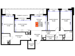 Продается 4-комнатная квартира ЖК Сегодня, литер 5, 117.86  м², 15675380 рублей