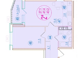 Продается 2-комнатная квартира ЖК Sport Village (Спорт деревня), 2.7, 43.2  м², 7970400 рублей