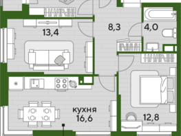 Продается 3-комнатная квартира ЖК DOGMA PARK (Догма парк), литера 17, 69.7 м², 9974070 рублей