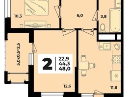 Продается 2-комнатная квартира ЖК Родной дом 2, литера 3, 48  м², 6242000 рублей