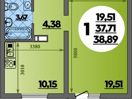 Продается 1-комнатная квартира ЖК Предгорье ЛАГО-НАКИ, литера 7, 38.89 м², 5017000 рублей