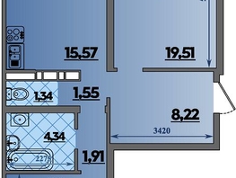 Продается 2-комнатная квартира ЖК Предгорье ЛАГО-НАКИ, литера 2, 67 м², 7249400 рублей
