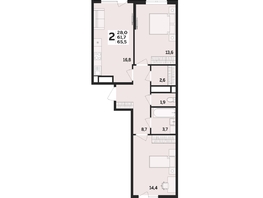 Продается 2-комнатная квартира ЖК МЕГАСИТИ, литера 1.1, 65.5 м², 9227750 рублей