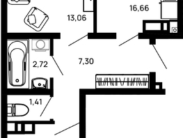 Продается 2-комнатная квартира ЖК Долина, Литер 1, 56.53 м², 6783600 рублей