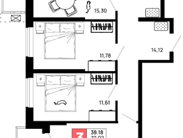 Продается 3-комнатная квартира ЖК Долина, Литер 1, 75.03 м², 8703480 рублей