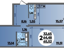 Продается 2-комнатная квартира ЖК Предгорье ЛАГО-НАКИ, литера 8, 65.52  м², 7241999 рублей