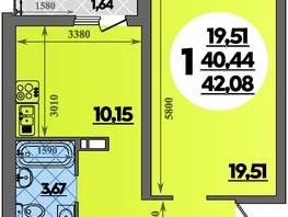Продается 1-комнатная квартира ЖК Предгорье ЛАГО-НАКИ, литера 8, 42.08 м², 5113000 рублей