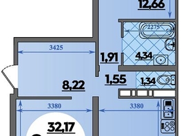 Продается 2-комнатная квартира ЖК Предгорье ЛАГО-НАКИ, литера 8, 68.56 м², 7028000 рублей