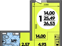 Продается Студия ЖК Предгорье ЛАГО-НАКИ, литера 8, 26.53 м², 3754000 рублей