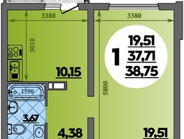 Продается 1-комнатная квартира ЖК Предгорье ЛАГО-НАКИ, литера 8, 38.75  м², 4940999 рублей