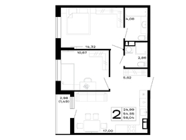 Продается 2-комнатная квартира ЖК Горные высоты, литер 5.1, 56.04  м&sup2;, 7677480 рублей