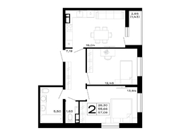 Продается 2-комнатная квартира ЖК Горные высоты, литер 5.3, 57.09  м², 6565350 рублей