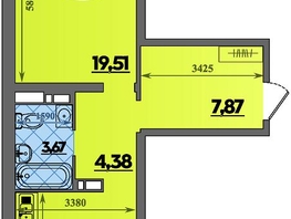 Продается 1-комнатная квартира ЖК Предгорье ЛАГО-НАКИ, литера 3, 47.22  м&sup2;, 6166932 рублей