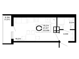 Продается Студия ЖК Горные высоты, литер 5.2, 22.68  м&sup2;, 3764880 рублей
