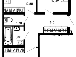 Продается 2-комнатная квартира ЖК Долина, литер 1, 60.53  м&sup2;, 7747840 рублей