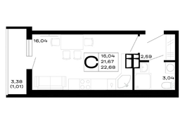 Продается Студия ЖК Горные высоты, литер 5.2, 22.68  м&sup2;, 3810240 рублей
