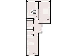 Продается 2-комнатная квартира ЖК Мегасити, литер 2.1, 64.6  м&sup2;, 9844200 рублей