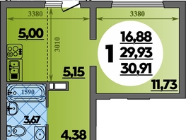Продается Студия ЖК Предгорье ЛАГО-НАКИ, литера 8, 30.91  м&sup2;, 4633409 рублей