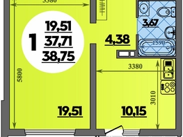 Продается 1-комнатная квартира ЖК Предгорье ЛАГО-НАКИ, литера 3, 38.75  м&sup2;, 5669125 рублей